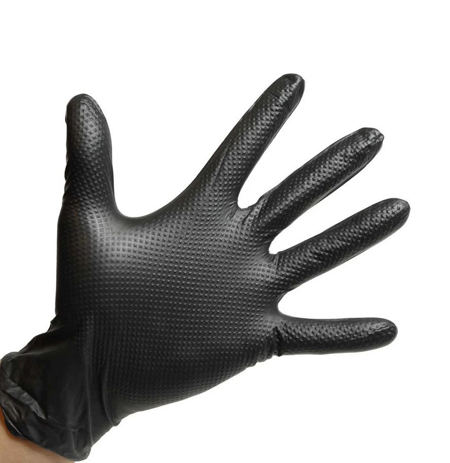 Heavy-Duty Industrial Nitrile Disposable Gloves, Textured, Powder-Free, 6 mil, Small, Black, 100 Gloves/Box, 10 Boxes/Carton