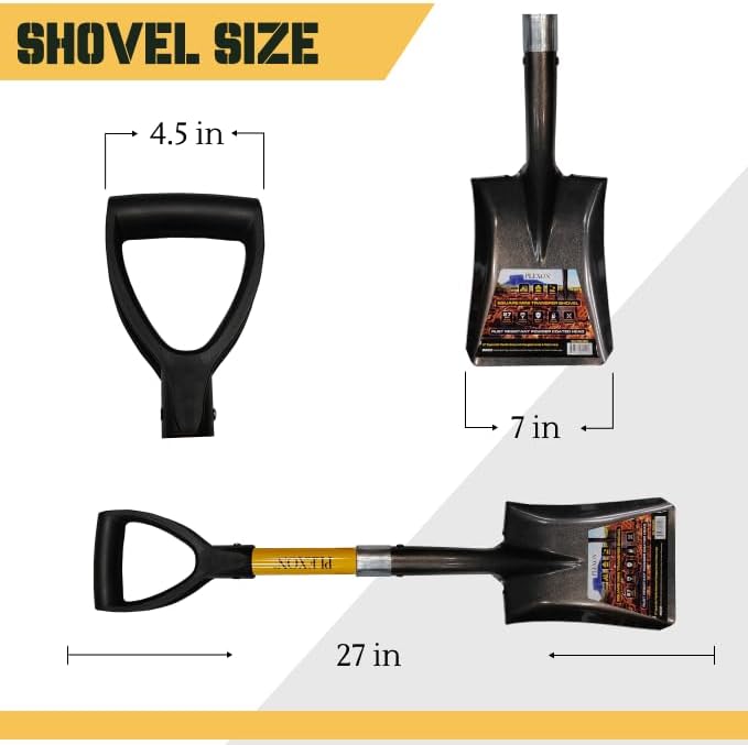 27" Square Short Transfer Shovel with Fiberglass Handle & Plastic D-Grip