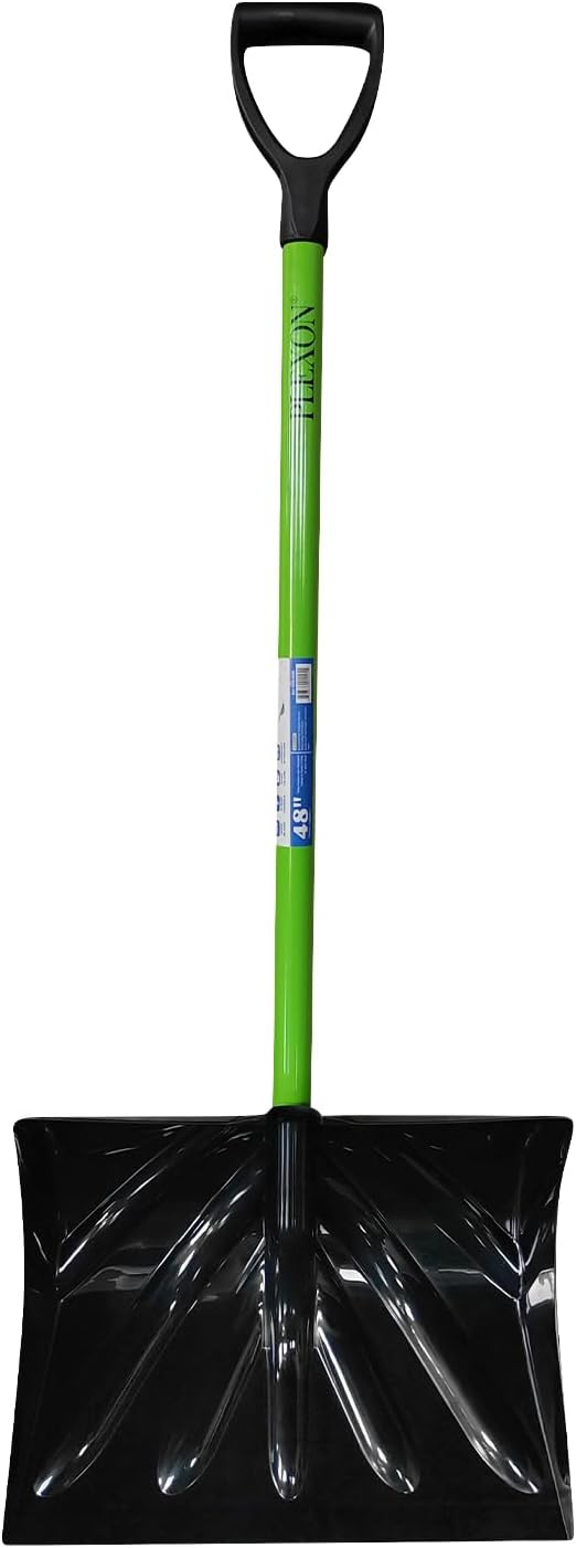 48" Snow Pusher with Fiberglass Handle & Plastic D-Grip, 17" Wide Blade, Green