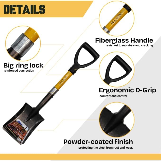 27" Square Short Transfer Shovel with Fiberglass Handle & Plastic D-Grip