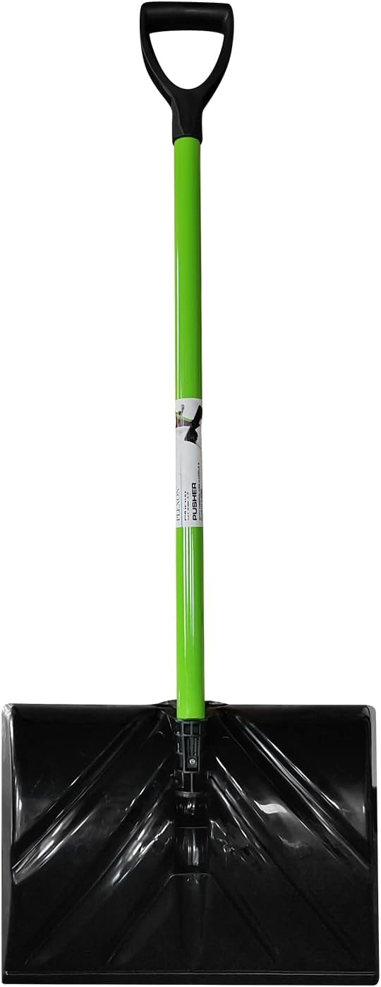 48" Snow Pusher with Fiberglass Handle & Plastic D-Grip, 17" Wide Blade, Green