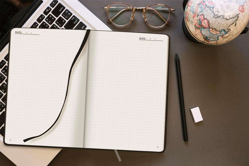 A5 Hardcover Vegan Leather Notebook with 120 gsm Graph Cream Paper and Gift Box, 80 Sheets