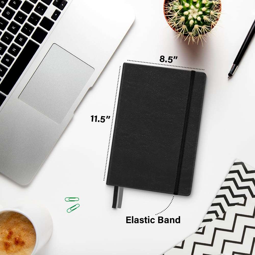 Black A5 Hardcover Vegan Leather Squared Notebook with 120 gsm Graph Cream Paper and Gift Box, 80 Sheets - 4