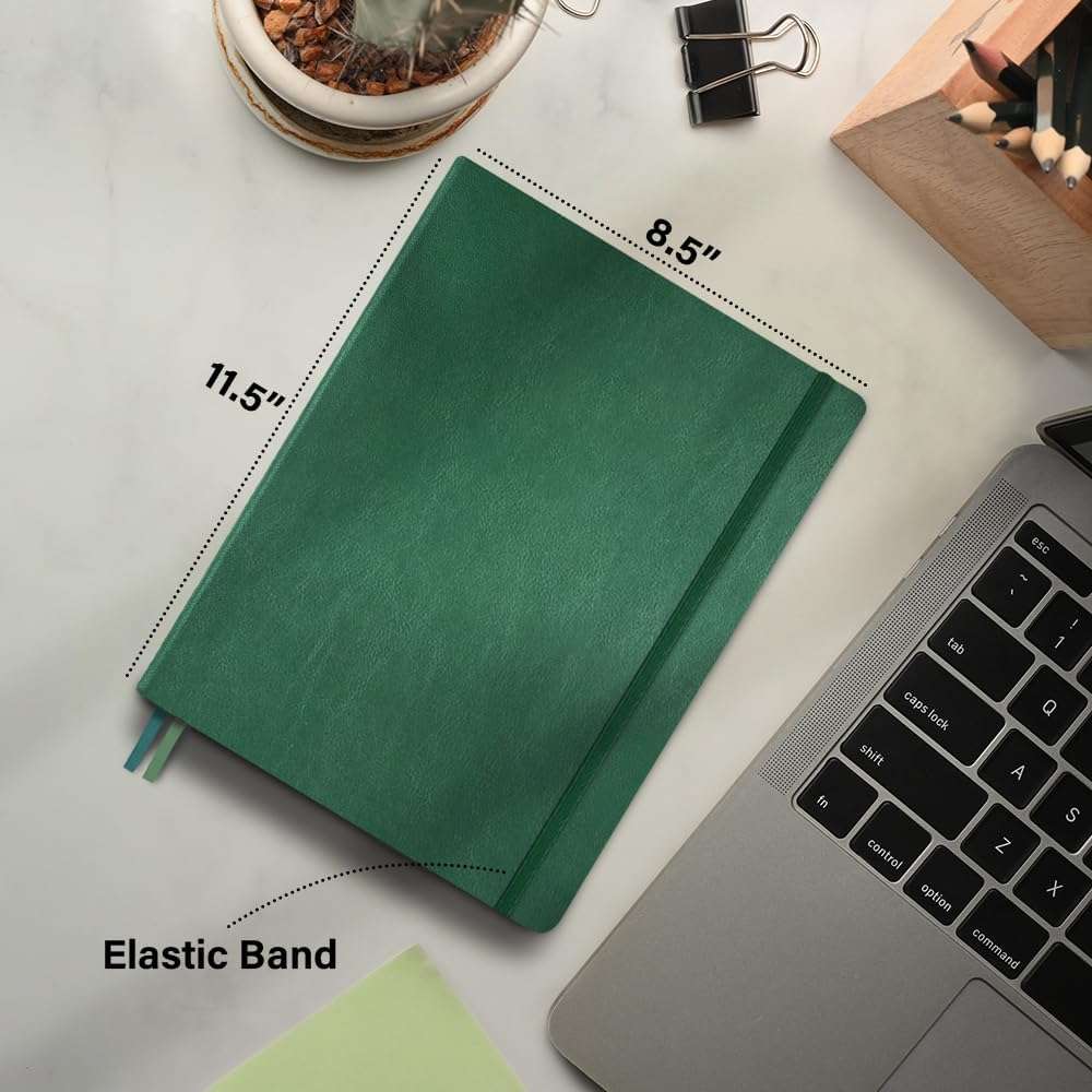 Emerald Green A5 Hardcover Vegan Leather Dotted Notebook with 120 gsm Cream Paper and Gift Box, 80 Sheets - 3