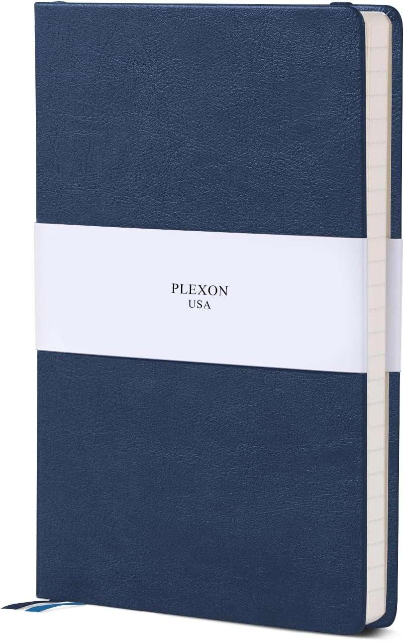 Navy Blue A5 Hardcover Vegan Leather Ruled Notebook with 120 gsm Lined Cream Paper and Gift Box, 80 Sheets - 6