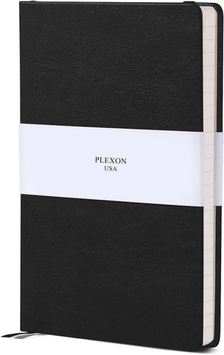 Black A5 Hardcover Vegan Leather Ruled Notebook with 120 gsm Lined Cream Paper and Gift Box, 80 Sheets - 2