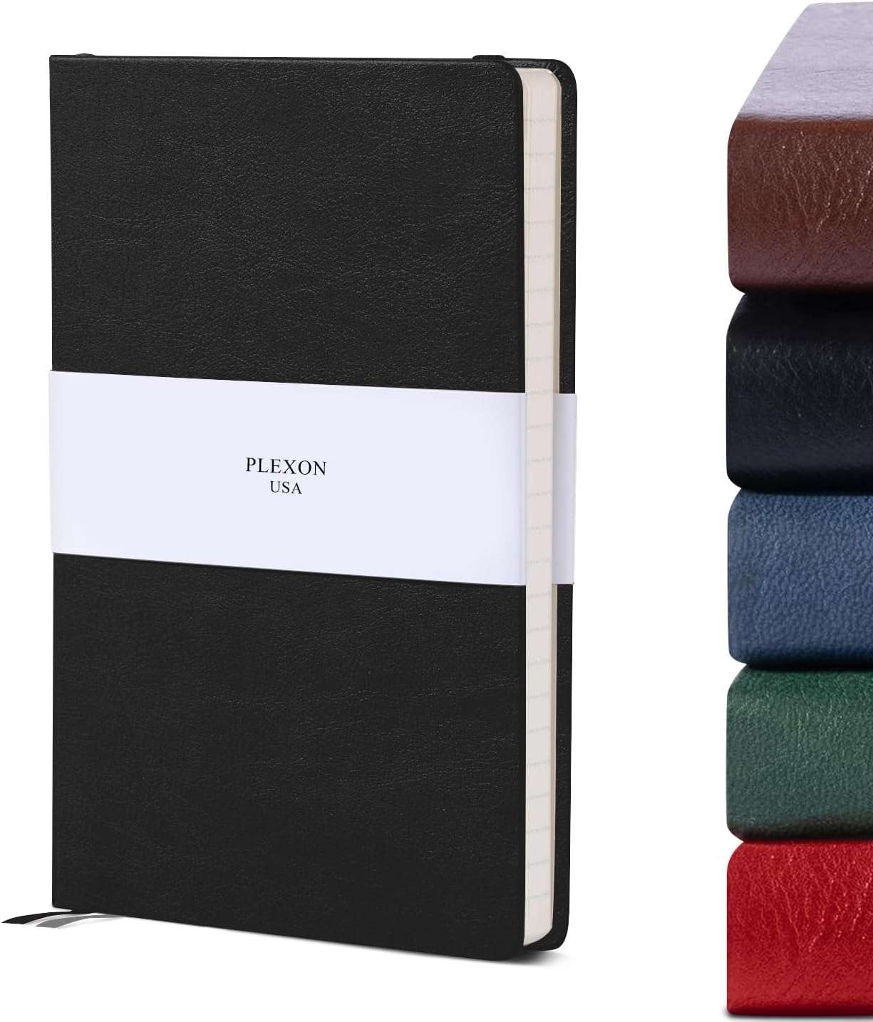 Black A5 Hardcover Vegan Leather Ruled Notebook with 120 gsm Lined Cream Paper and Gift Box, 80 Sheets - 1