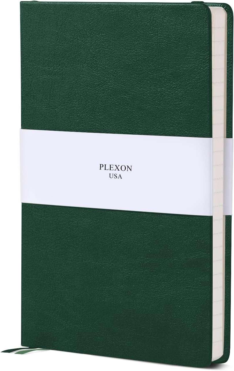 Emerald Green A5 Hardcover Vegan Leather Ruled Notebook with 120 gsm Lined Cream Paper and Gift Box, 80 Sheets - 2