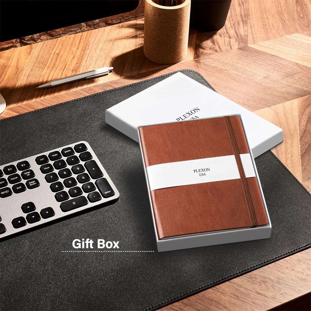 Chestnut Brown A5 Hardcover Vegan Leather Squared Notebook with 120 gsm Graph Cream Paper and Gift Box, 80 Sheets - 3