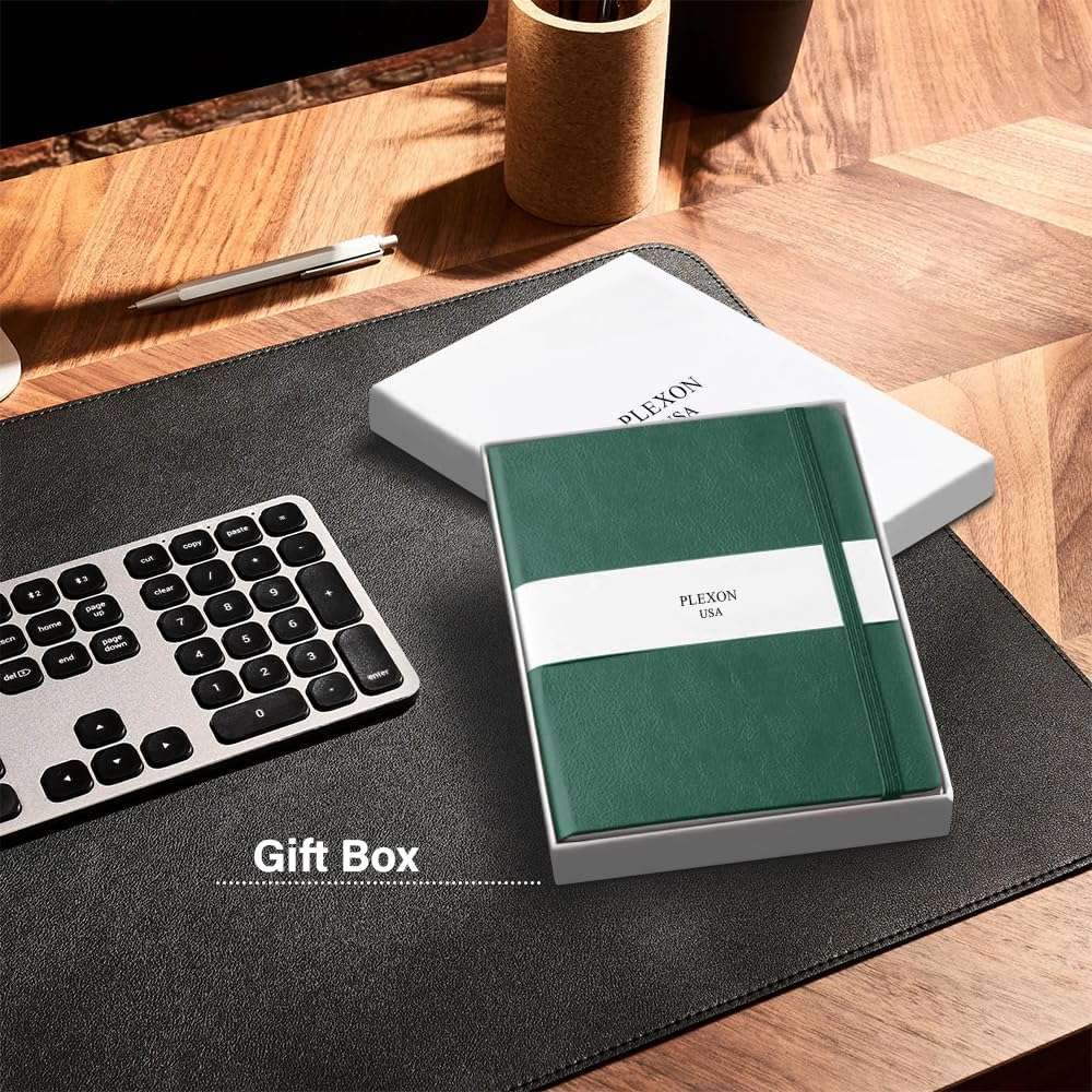 Emerald Green A5 Hardcover Vegan Leather Dotted Notebook with 120 gsm Cream Paper and Gift Box, 80 Sheets - 4