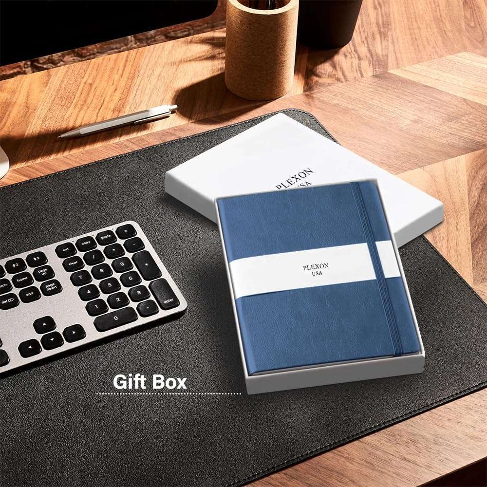 Navy Blue A5 Hardcover Vegan Leather Dotted Notebook with 120 gsm Cream Paper and Gift Box, 80 Sheets - 3