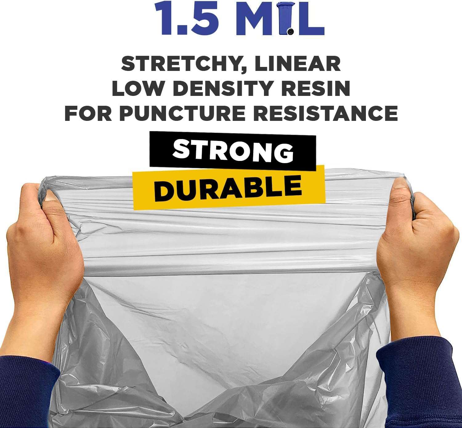 23" x 10" x 39" 33 Gal 1.5 Mil Clear Recycling Bags, 100/Case