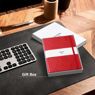 Red A5 Hardcover Vegan Leather Ruled Notebook with 120 gsm Lined Cream Paper and Gift Box, 80 Sheets - 4
