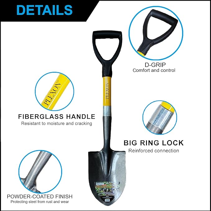 27" Round Mini Transfer Shovel with Fiberglass Handle & Plastic D-Grip