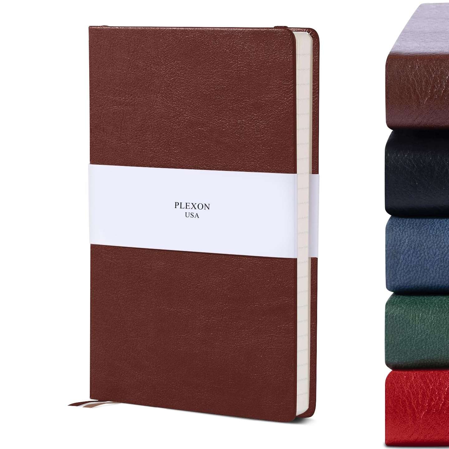 Chestnut Brown A5 Hardcover Vegan Leather Squared Notebook with 120 gsm Graph Cream Paper and Gift Box, 80 Sheets - 1