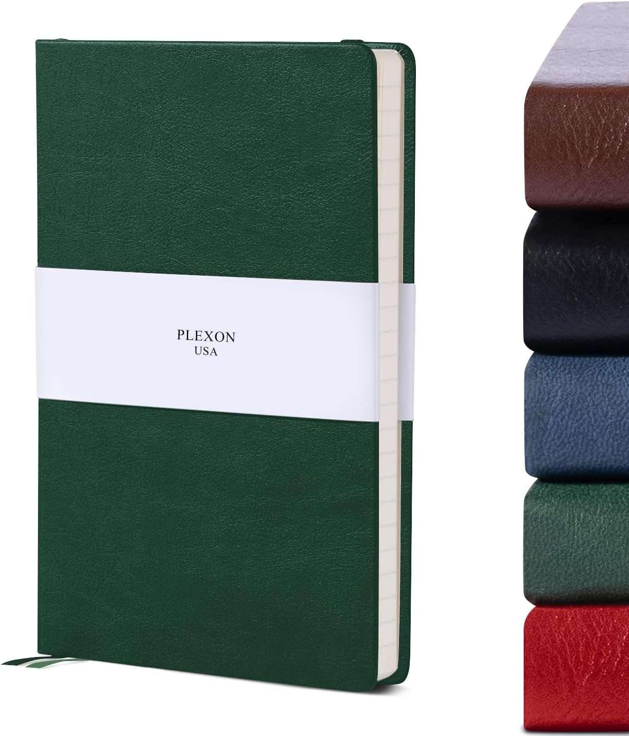 Emerald Green A5 Hardcover Vegan Leather Ruled Notebook with 120 gsm Lined Cream Paper and Gift Box, 80 Sheets - 1