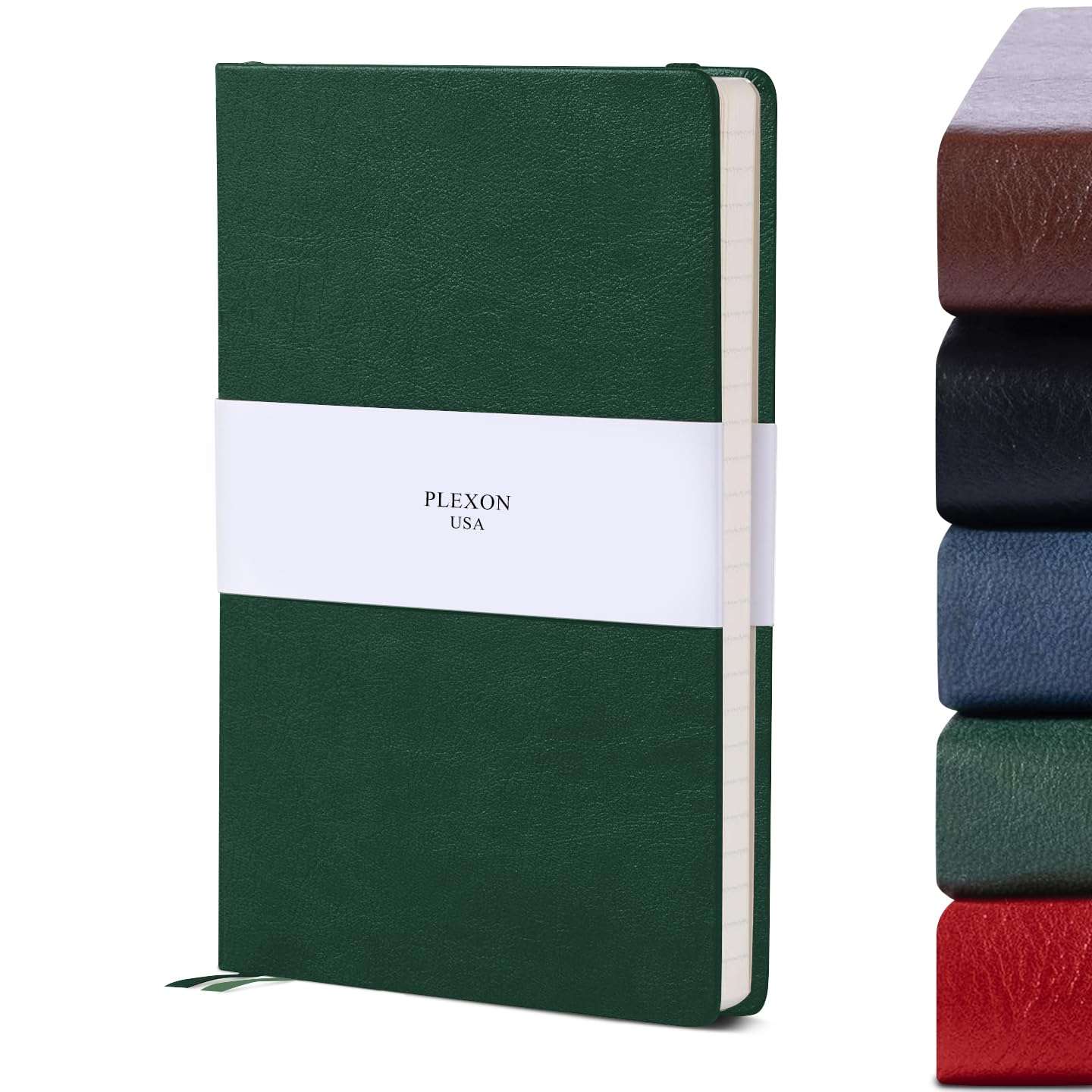 Emerald Green A5 Hardcover Vegan Leather Squared Notebook with 120 gsm Graph Cream Paper and Gift Box, 80 Sheets - 1