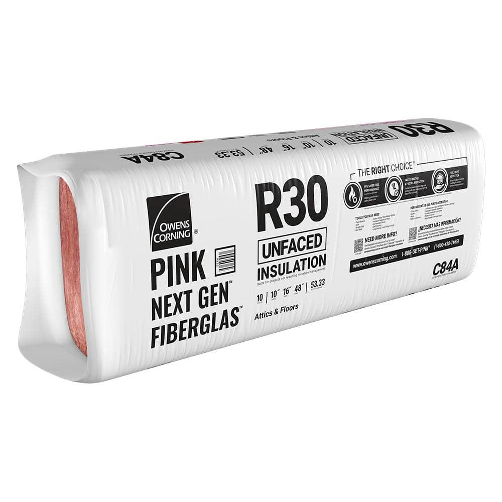 R-30 Unfaced Fiberglass Insulation Batt 16 in. x 48 in. (1 Bag)