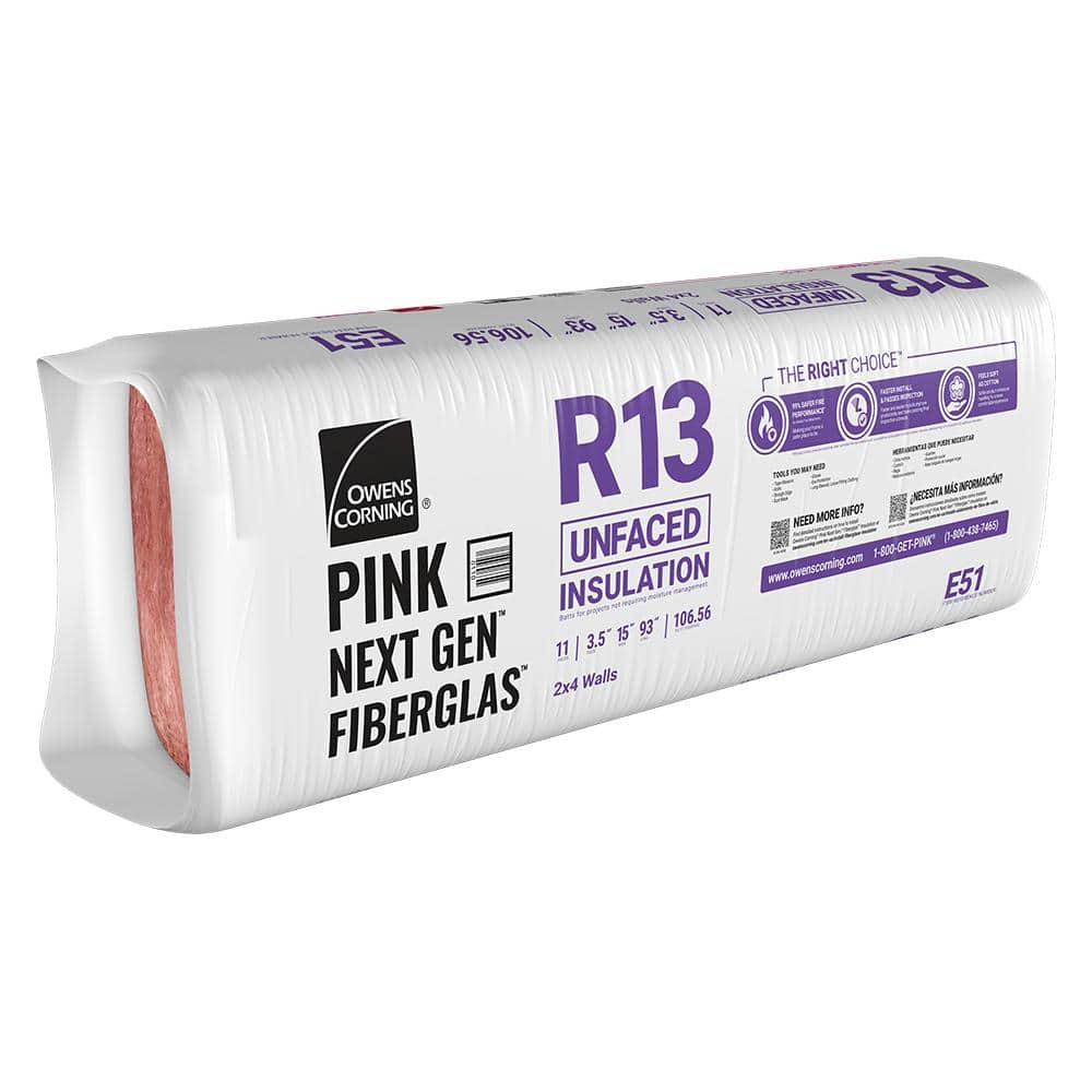 R-13 Unfaced Fiberglass Insulation Batt 15 in. x 93 in. (1 Bag)