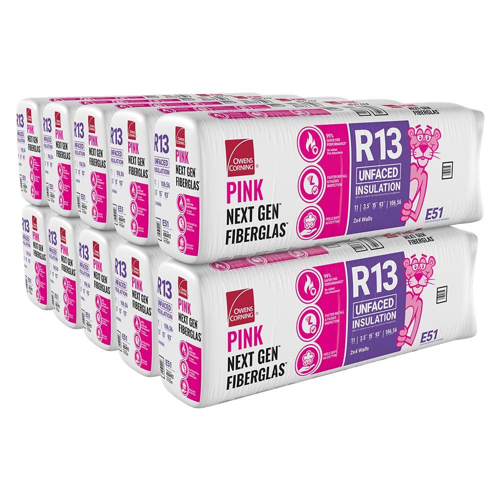 R-13 Unfaced Fiberglass Insulation Batt 15 in. x 93 in. (10-Bags)