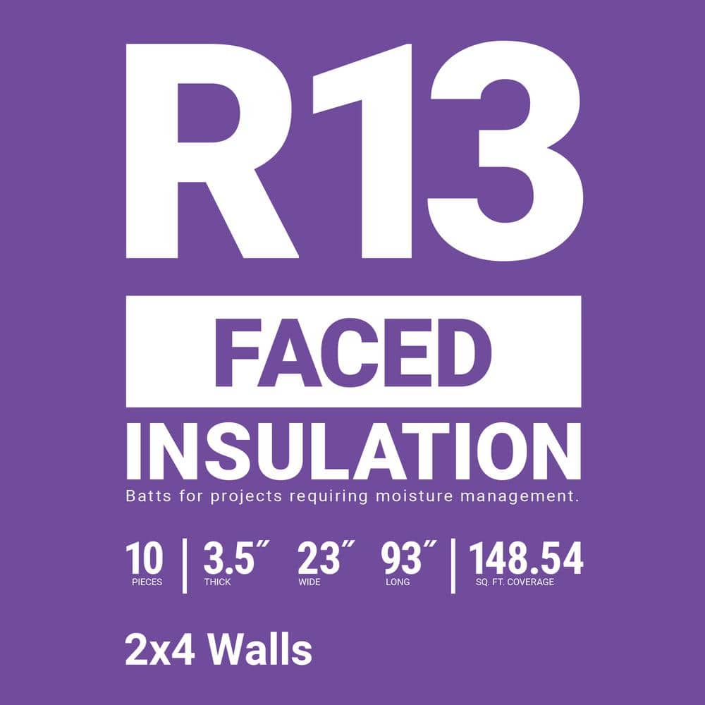 R-13 Faced Fiberglass Insulation Batt 23 in. x 93 in. (1 Bag)