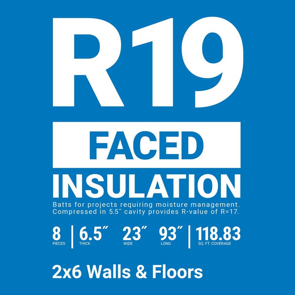 R-19 Faced Fiberglass Insulation Batt 23 in. x 93 in. (1 Bag)
