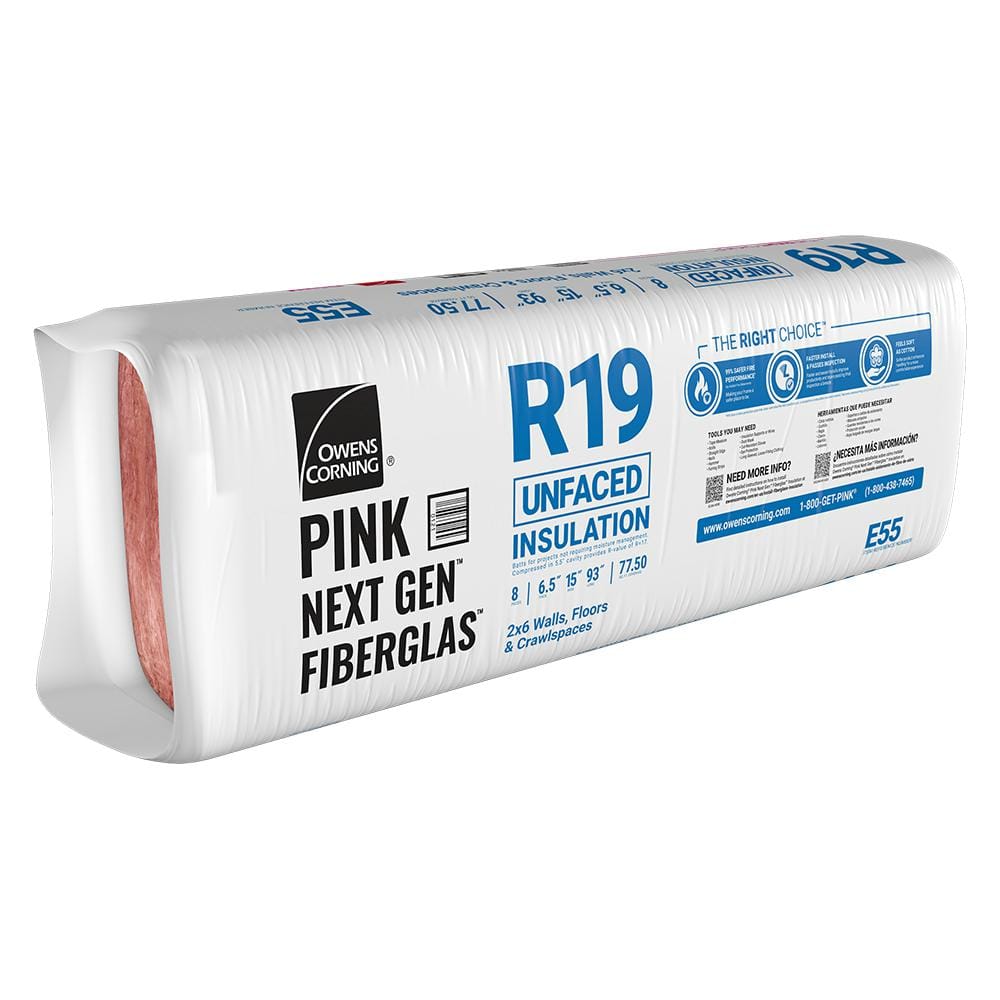 R-19 Unfaced Fiberglass Insulation Batt 15 in. x 93 in. (1 Bag)
