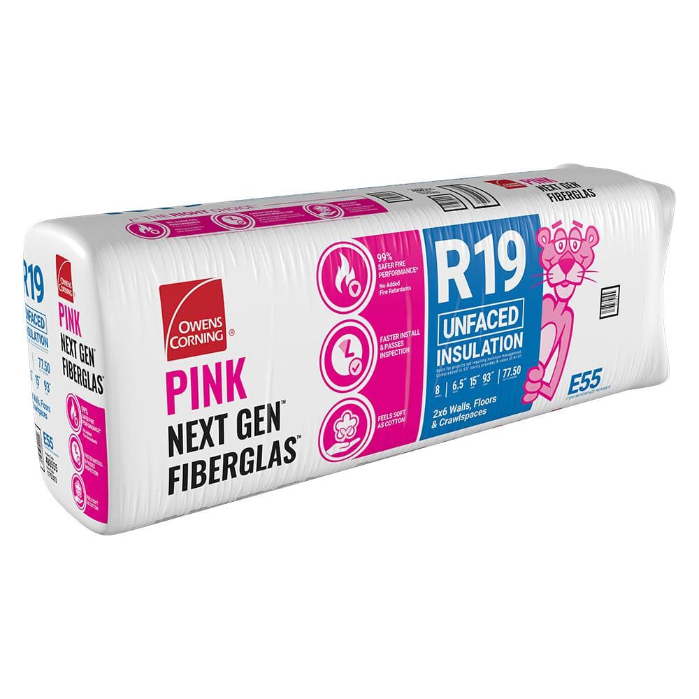R-19 Unfaced Fiberglass Insulation Batt 15 in. x 93 in. (1 Bag)