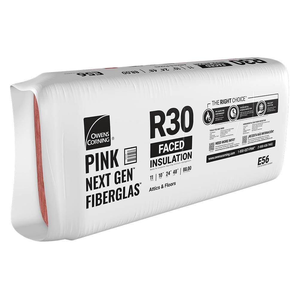 R-30 Faced Fiberglass Insulation Batt 24 in. x 48 in. (1 Bag)