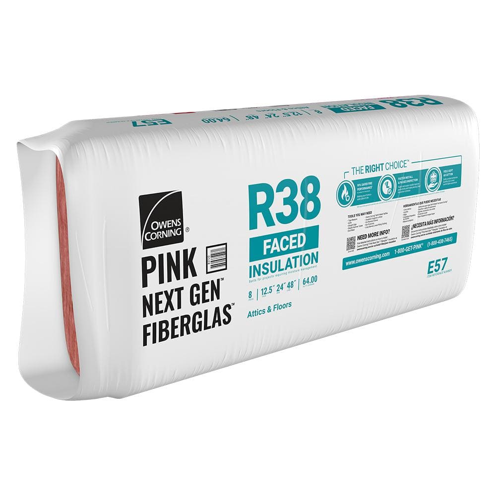 R-38 Faced Fiberglass Insulation Batt 24 in. x 48 in. (1 Bag)