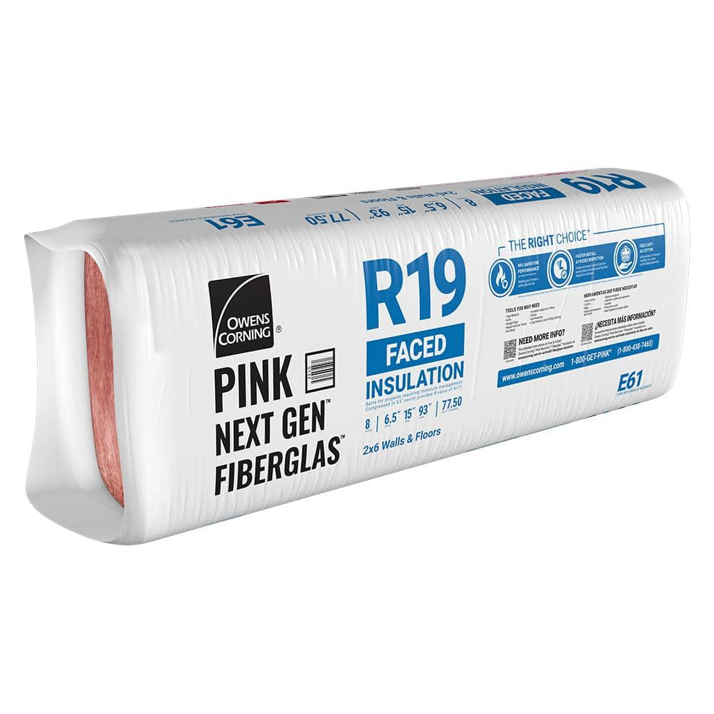 R-19 Faced Fiberglass Insulation Batt 15.25 in. x 93 in. (1 Bag)