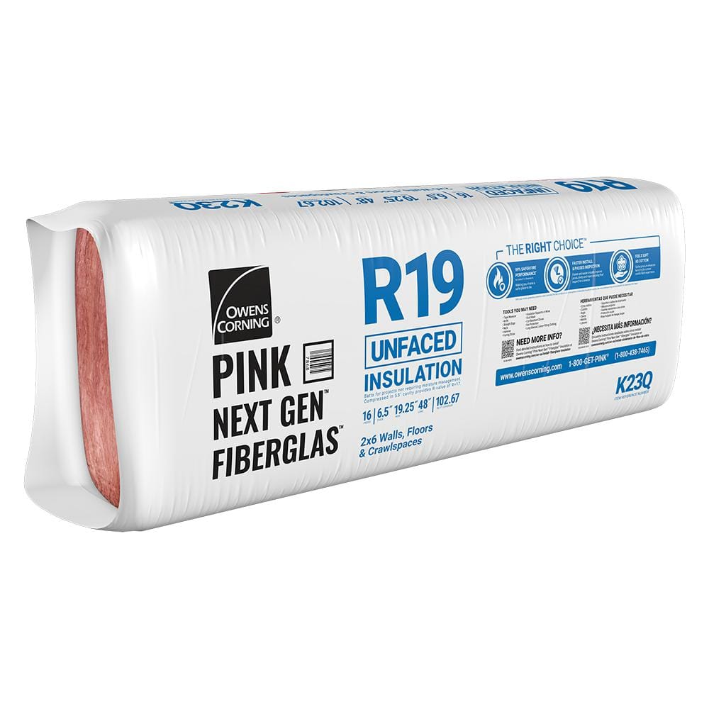 R-19 Unfaced Fiberglass Insulation Batt 19.25 in. x 48 in. (10-Bags)