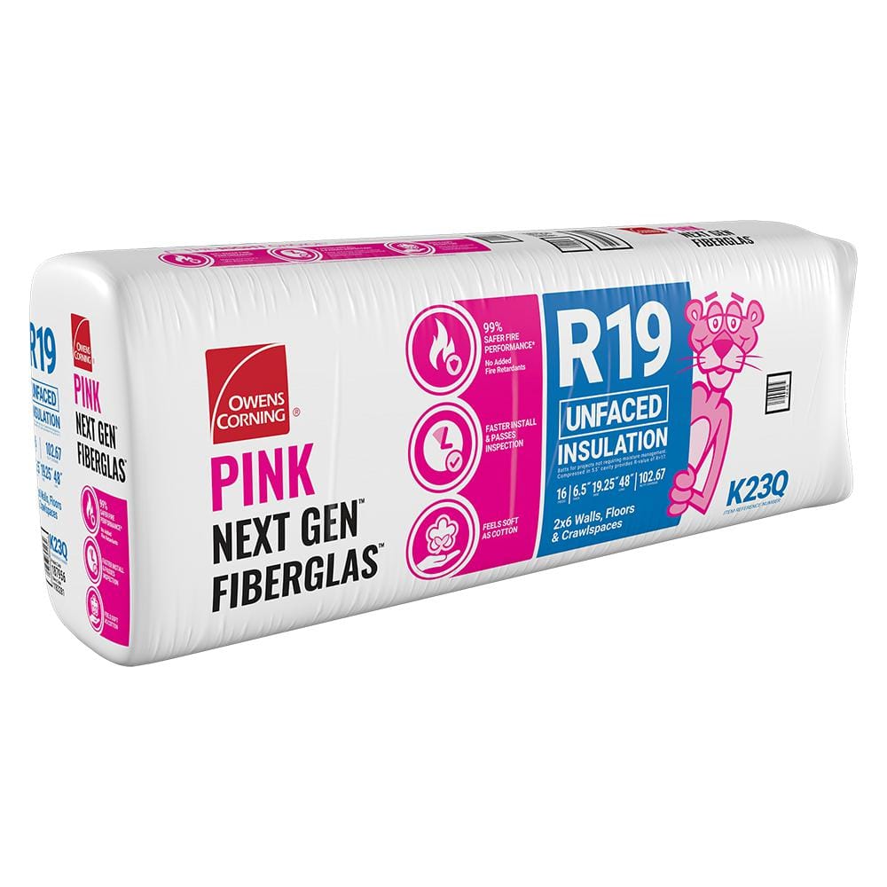 R-19 Unfaced Fiberglass Insulation Batt 19.25 in. x 48 in. (10-Bags)