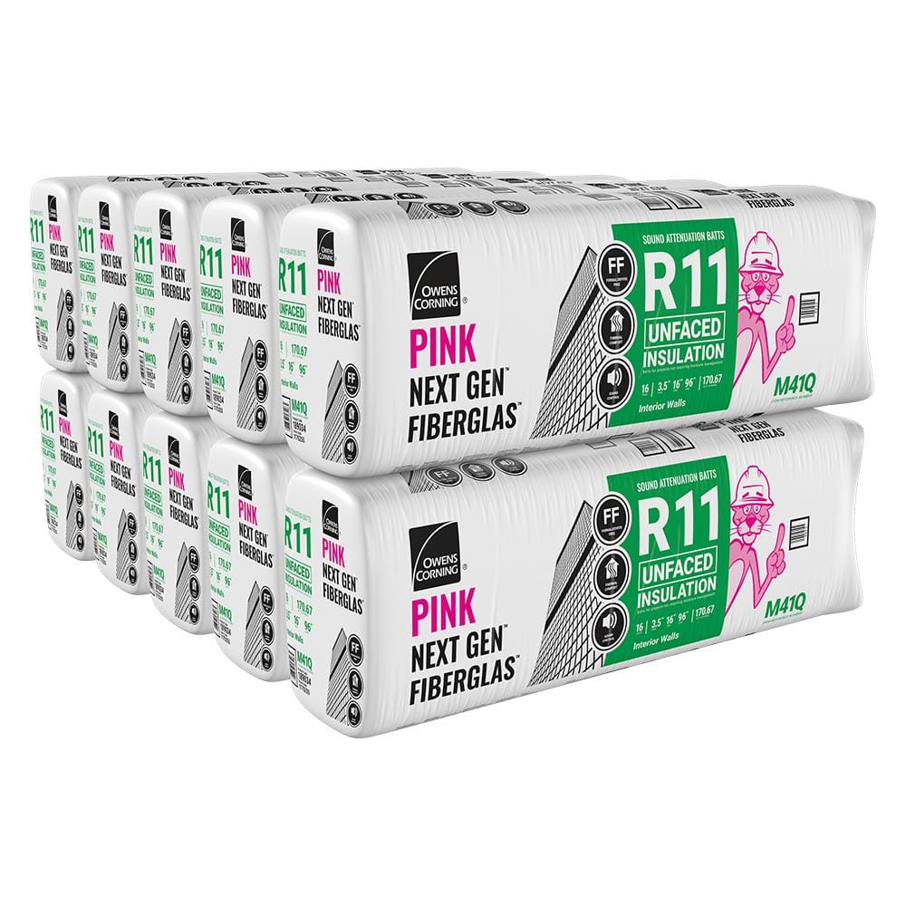 R-11 Unfaced Fiberglass Insulation Batt 16 in. x 96 in. (10-Bags)