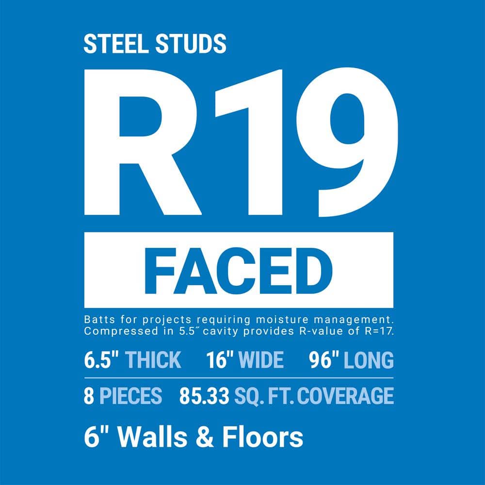 R-19 Kraft Faced Fiberglass Insulation Batt 16 in. x 96 in. (10-Bags)