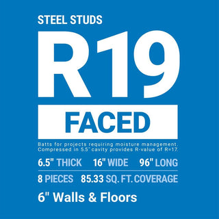 R-19 Kraft Faced Fiberglass Insulation Batt 16 in. x 96 in. (10-Bags)
