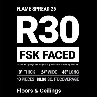R-30 Flame Spread Fiberglass Insulation Batt 24 in. x 48 in.