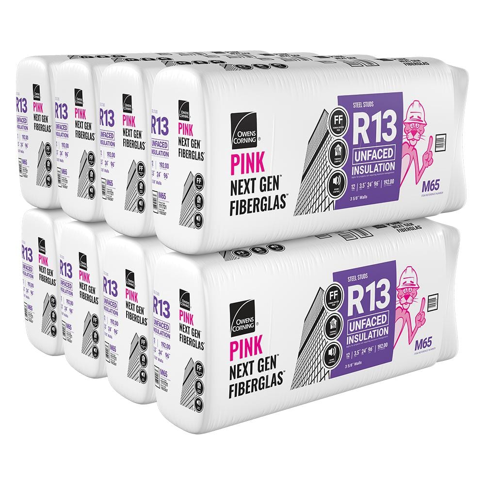 R-13 Unfaced Fiberglass Insulation Batt 24 in. x 96 in. (8-Bags)