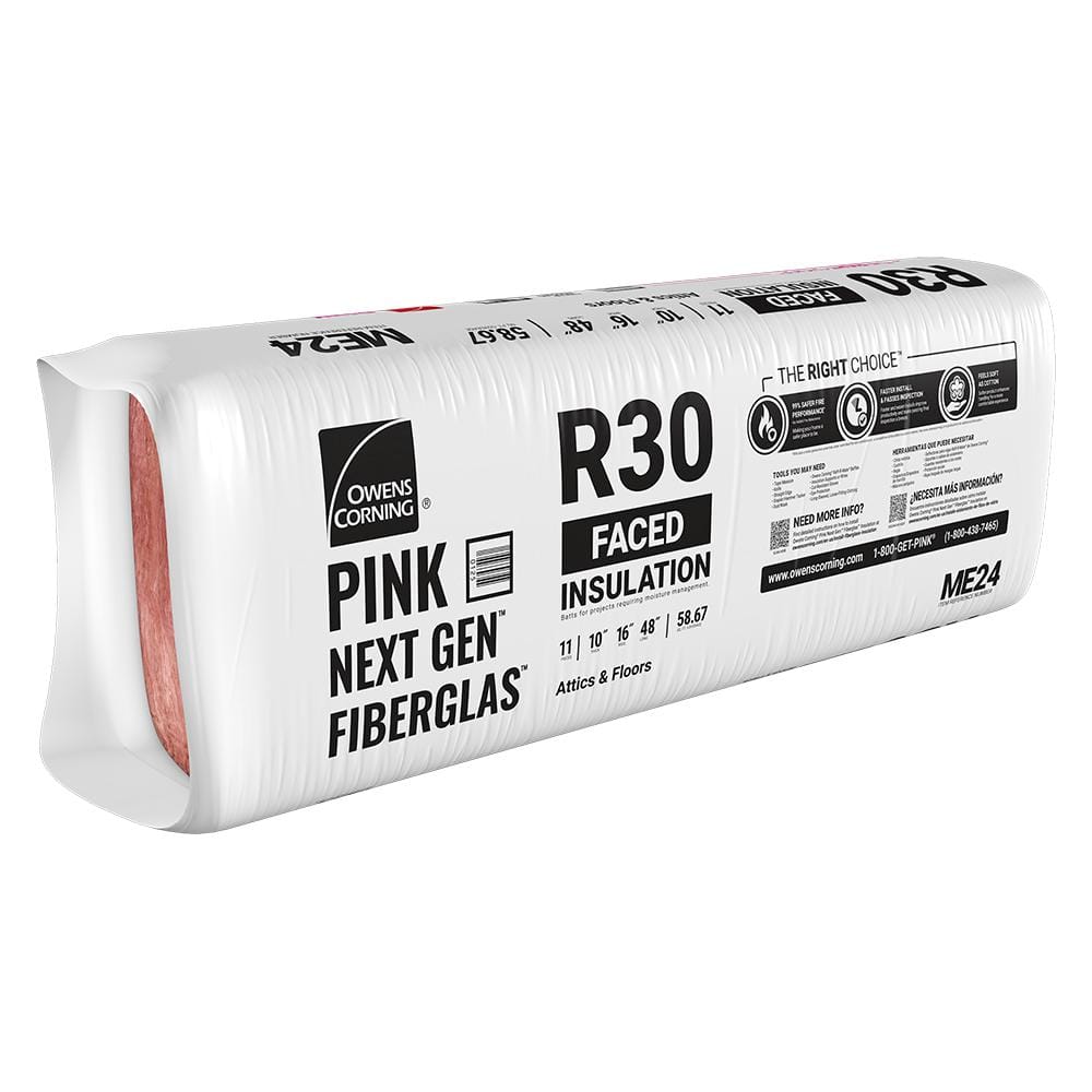 R-30 Faced Fiberglass Insulation Batt 16 in. x 48 in. (1 Bag)