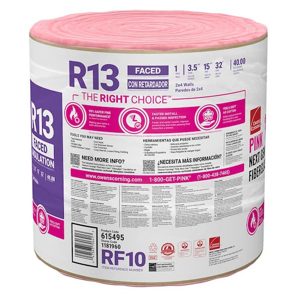 R-13 Faced Fiberglass Insulation Roll 15 in. x 32 ft. (3 Rolls)