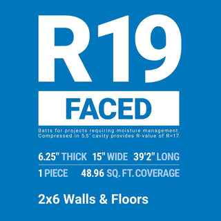 R-19 Kraft Faced Fiberglass Insulation 15 in. x 39.2 ft. (12-Rolls)