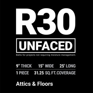R- 30 Unfaced Fiberglass Insulation Roll 15 in. x 25 ft. (1 Roll)