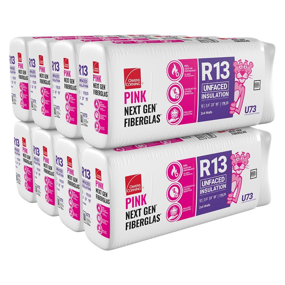 R-13 Unfaced Fiberglass Insulation Batt 23 in. x 93 in. (8-Bags)