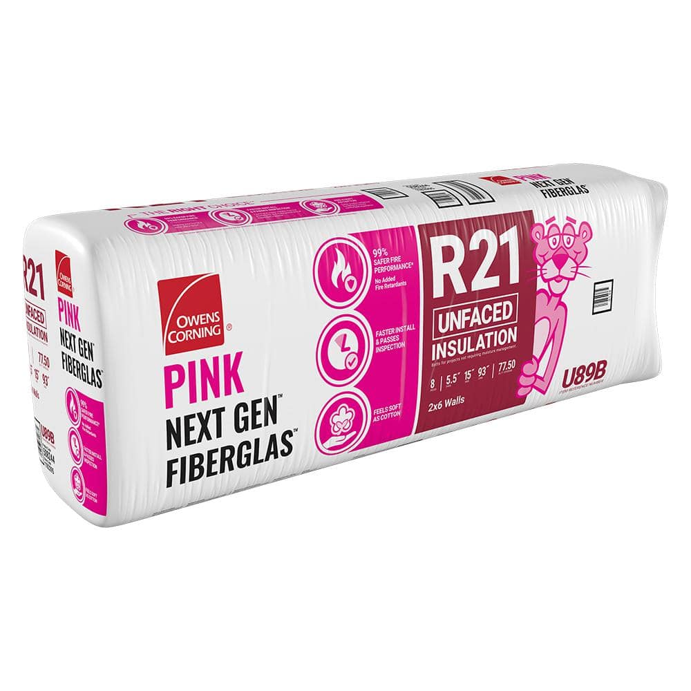 R-21 Unfaced Fiberglass Insulation Batt 15 in. x 93 in. (1 Bag)
