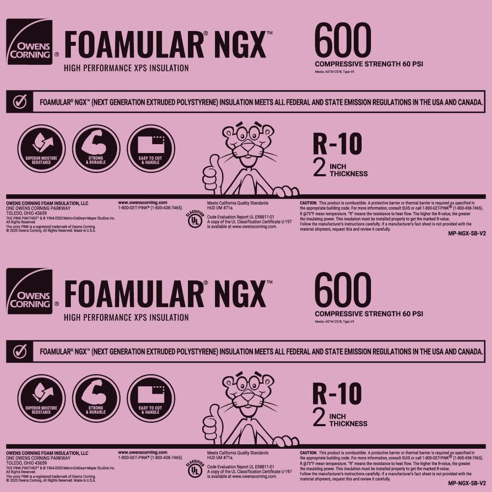 FOAMULAR NGX F-600 2 in. x 4 ft. x 8 ft. Square Edge R-10 XPS Rigid Foam Board Insulation