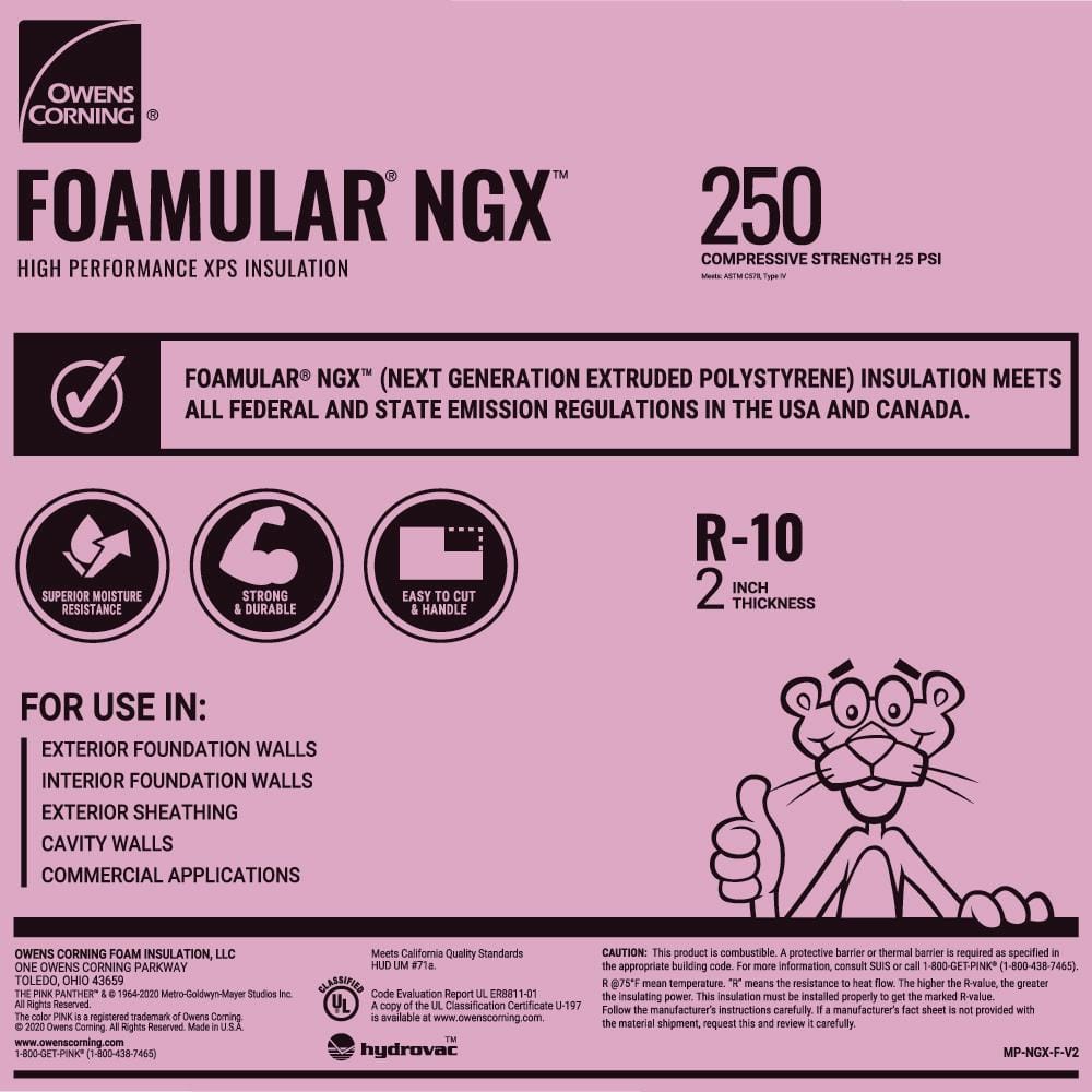 FOAMULAR NGX F-250 2 in. x 48 in. x 8 ft. T&G R-10 XPS Rigid Foam Board Insulation