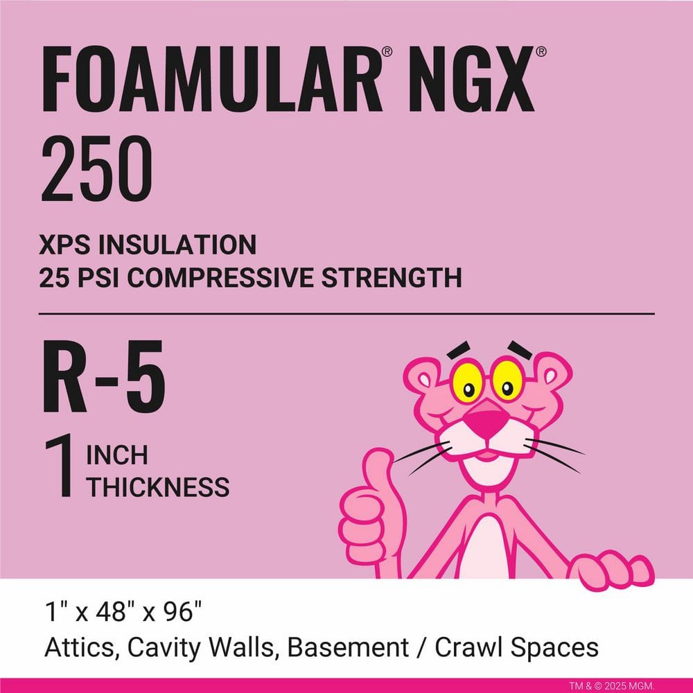 FOAMULAR NGX F-250 1 in. x 48 in. x 8 ft. Scored Square Edge R-5 XPS Rigid Foam Board Insulation