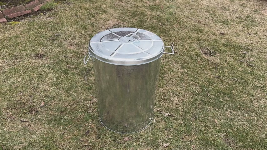 20 Gal Galvanized Steel Round Trash Can with Lid