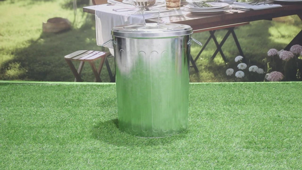 20 Gal Galvanized Steel Round Trash Can with Lid