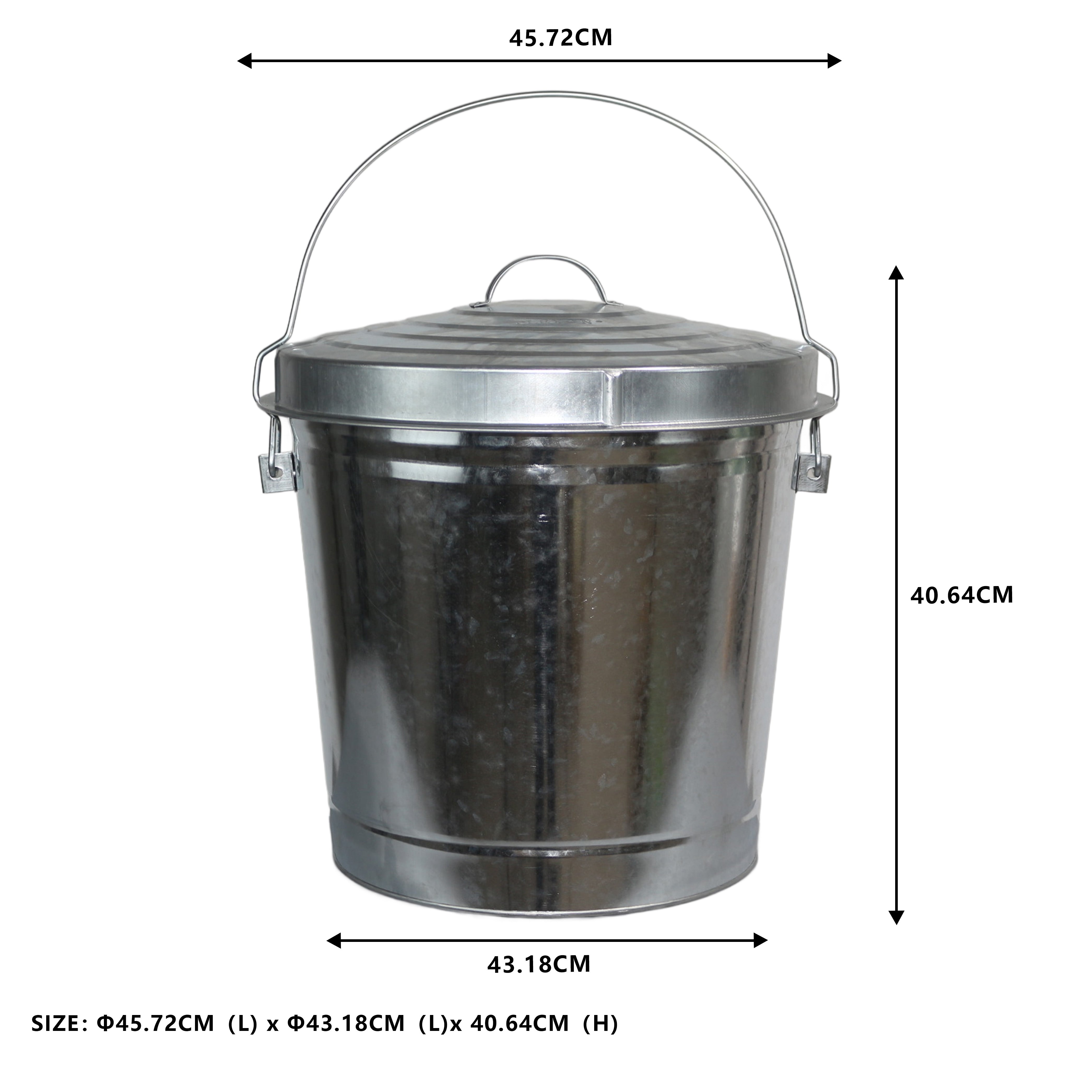 10-Gallon Galvanized Steel Round Fire Resistant Trash Can with Lid